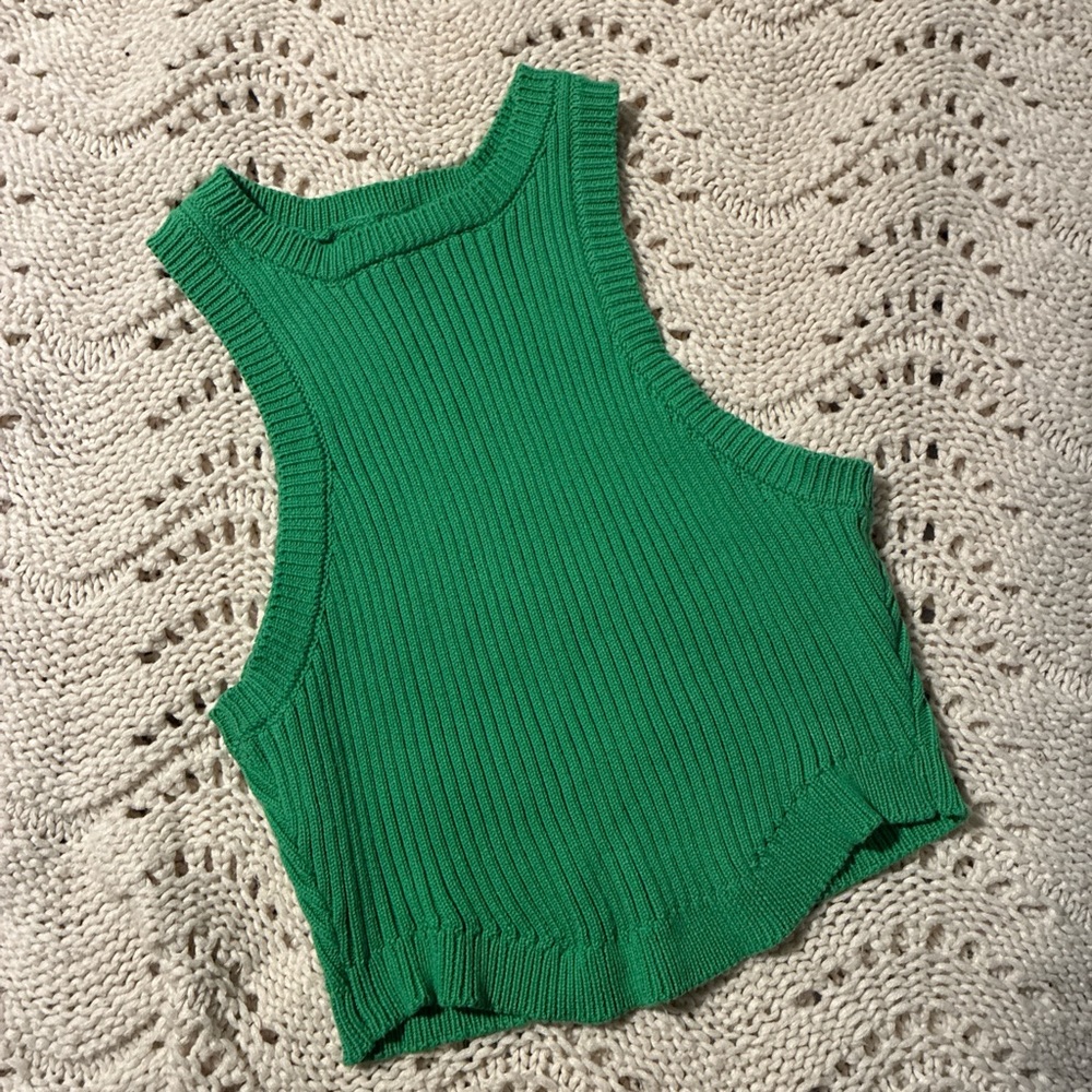 La Hearts by Pacsun Vibrant Green Knit Tank Top